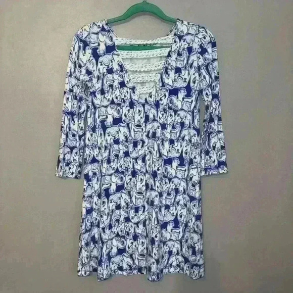Lily Pulitzer Ophelia Get Trunky Elephant Print Swing Dress Size XS - Picture 8 of 10